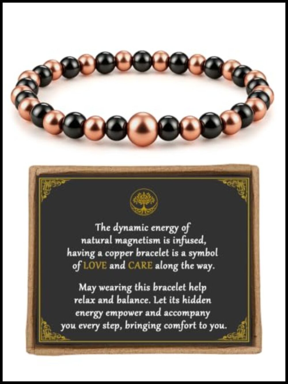 Copper Magnetic Bracelet with 3500 Gauss Hematite Beads